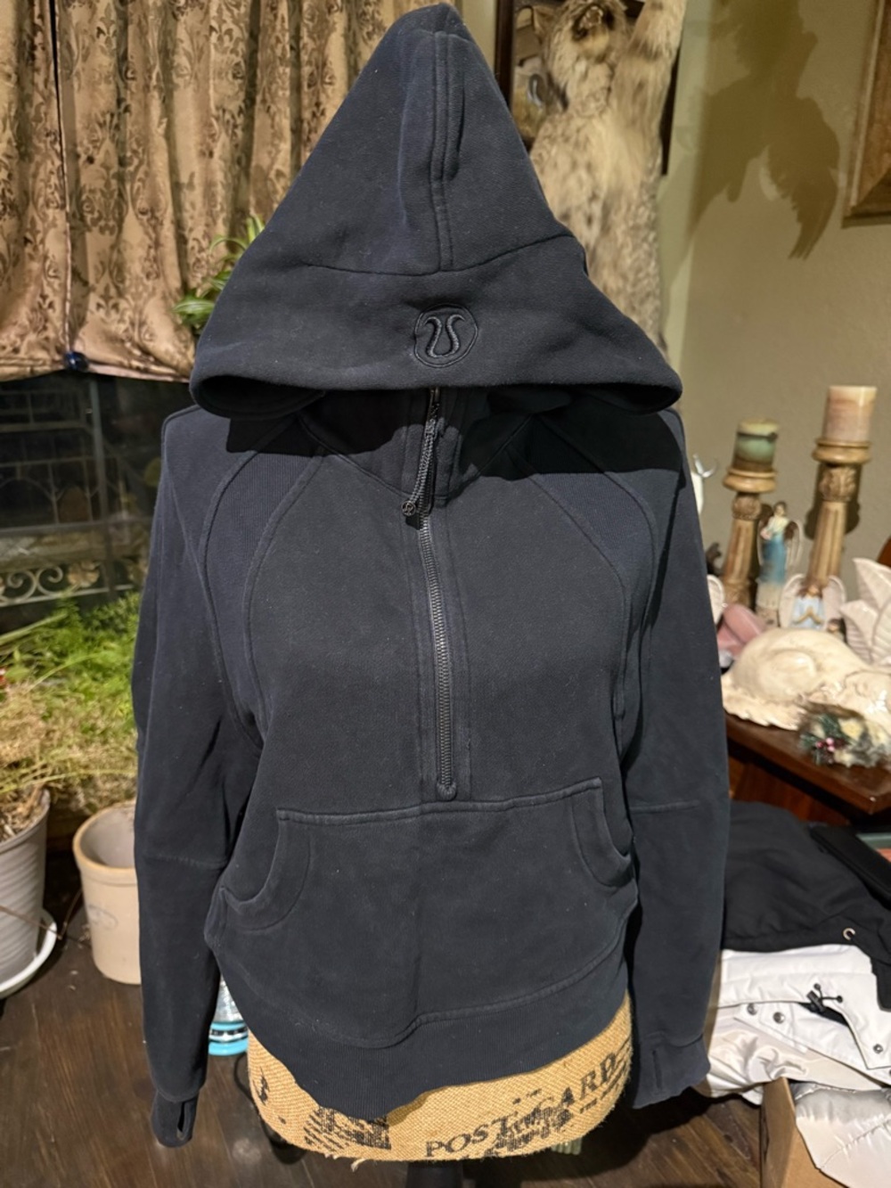 lululemon athletica Black Half-Zip Scuba Hooded Pullover